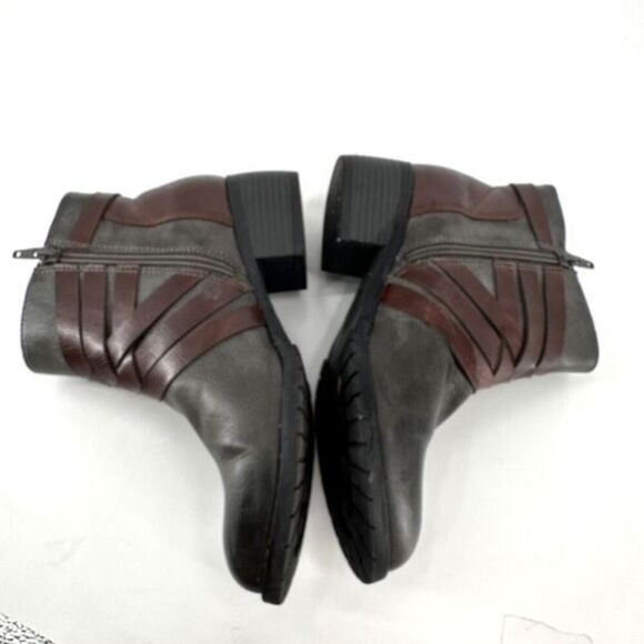 EuroSoft Phoebe Faux Leather Buckle Accent Boot Bootie Size 7 Gray & Brown - Picture 2 of 10